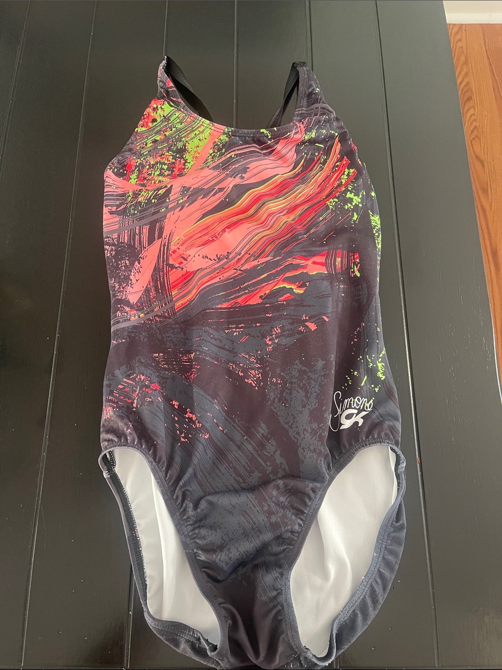 GK Kids Black Neon Splash Leotard